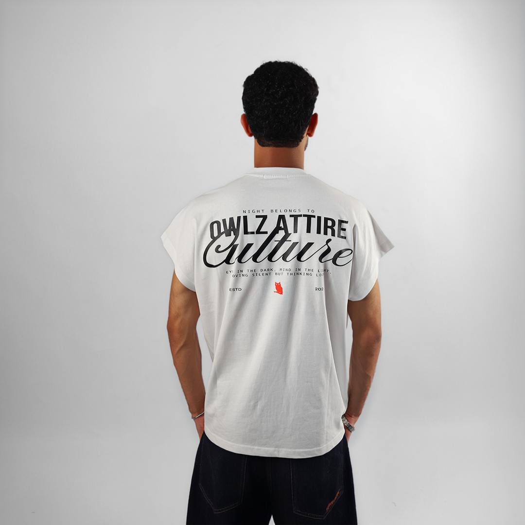 WHITE NIGHT CULTURE SLEEVELESS TEE