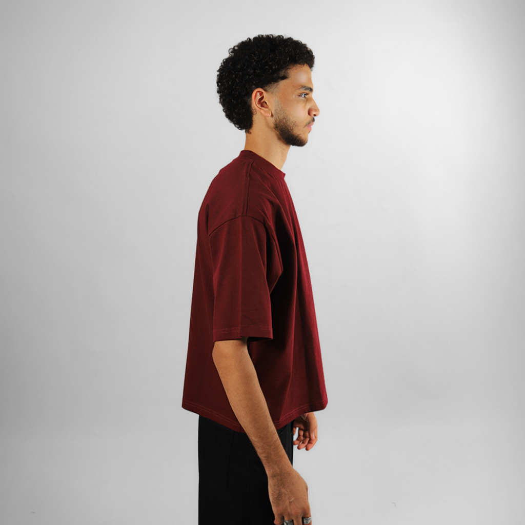 BLANK BOXY TEE IN BURGUNDY