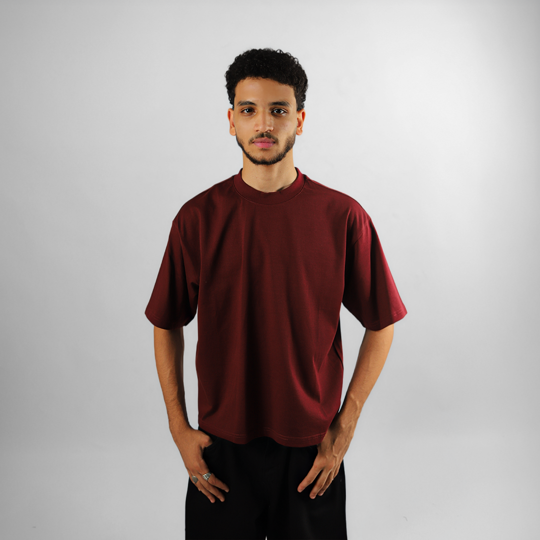 BLANK BOXY TEE IN BURGUNDY