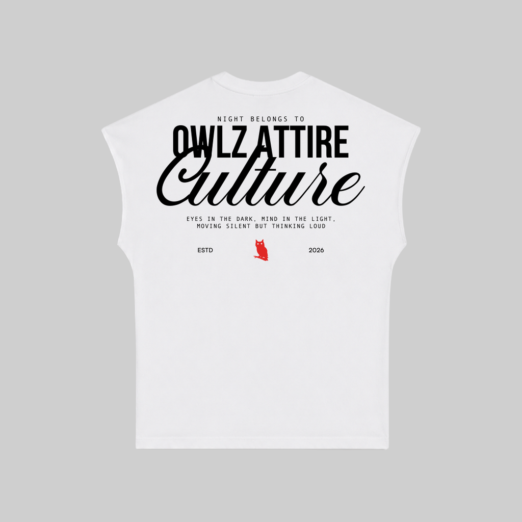WHITE NIGHT CULTURE SLEEVELESS TEE